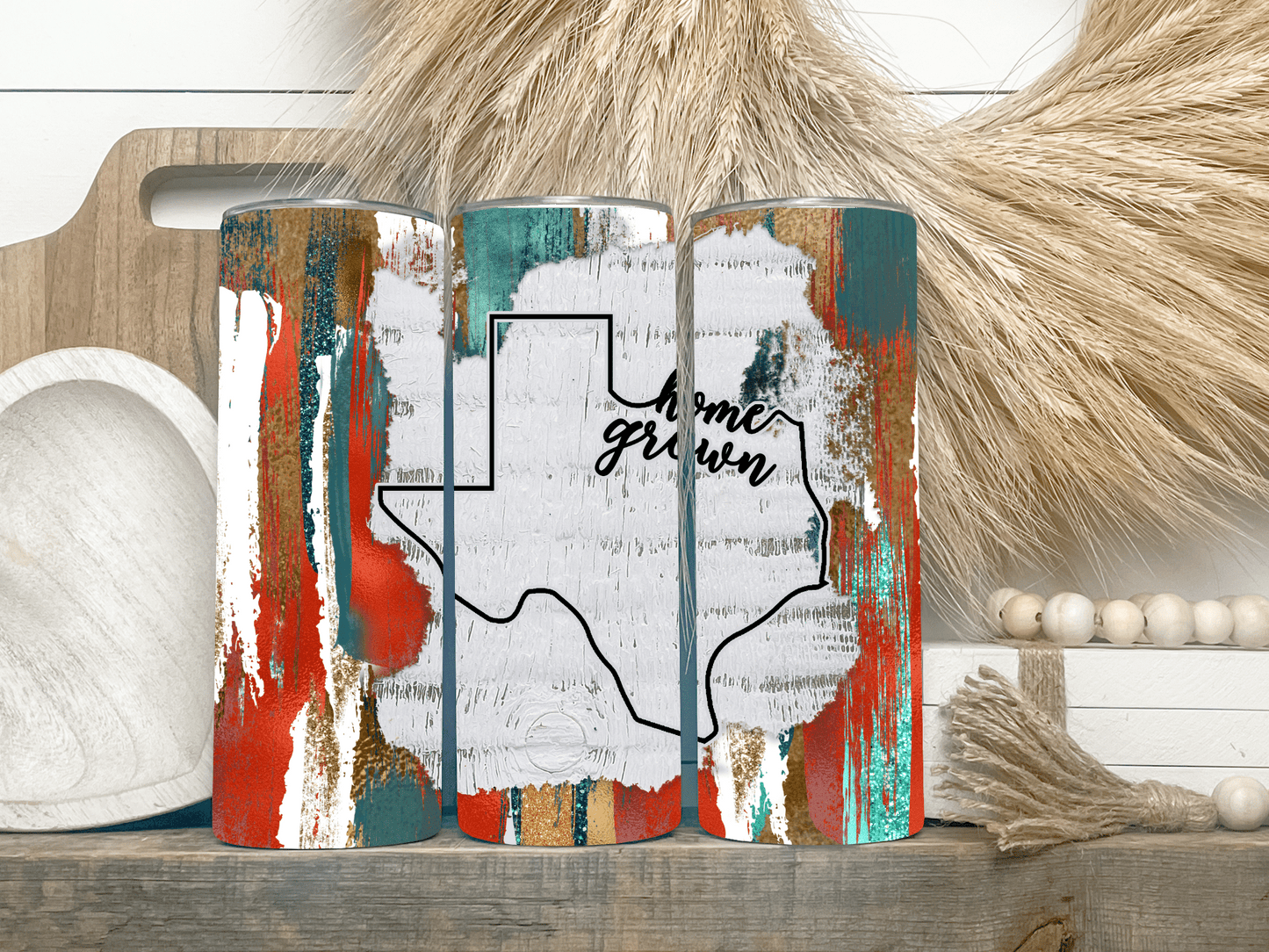 Home Grown Brush Stroke Texas Tumbler