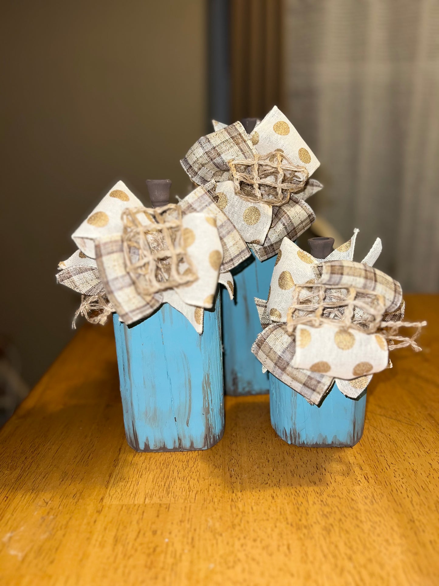 Set of 3 Hand-Painted Wood Pumpkins