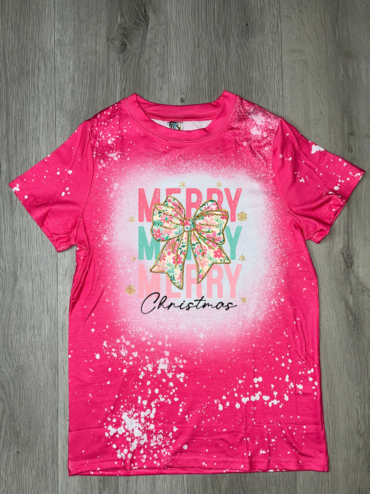 Pink Floral Merry Christmas Youth