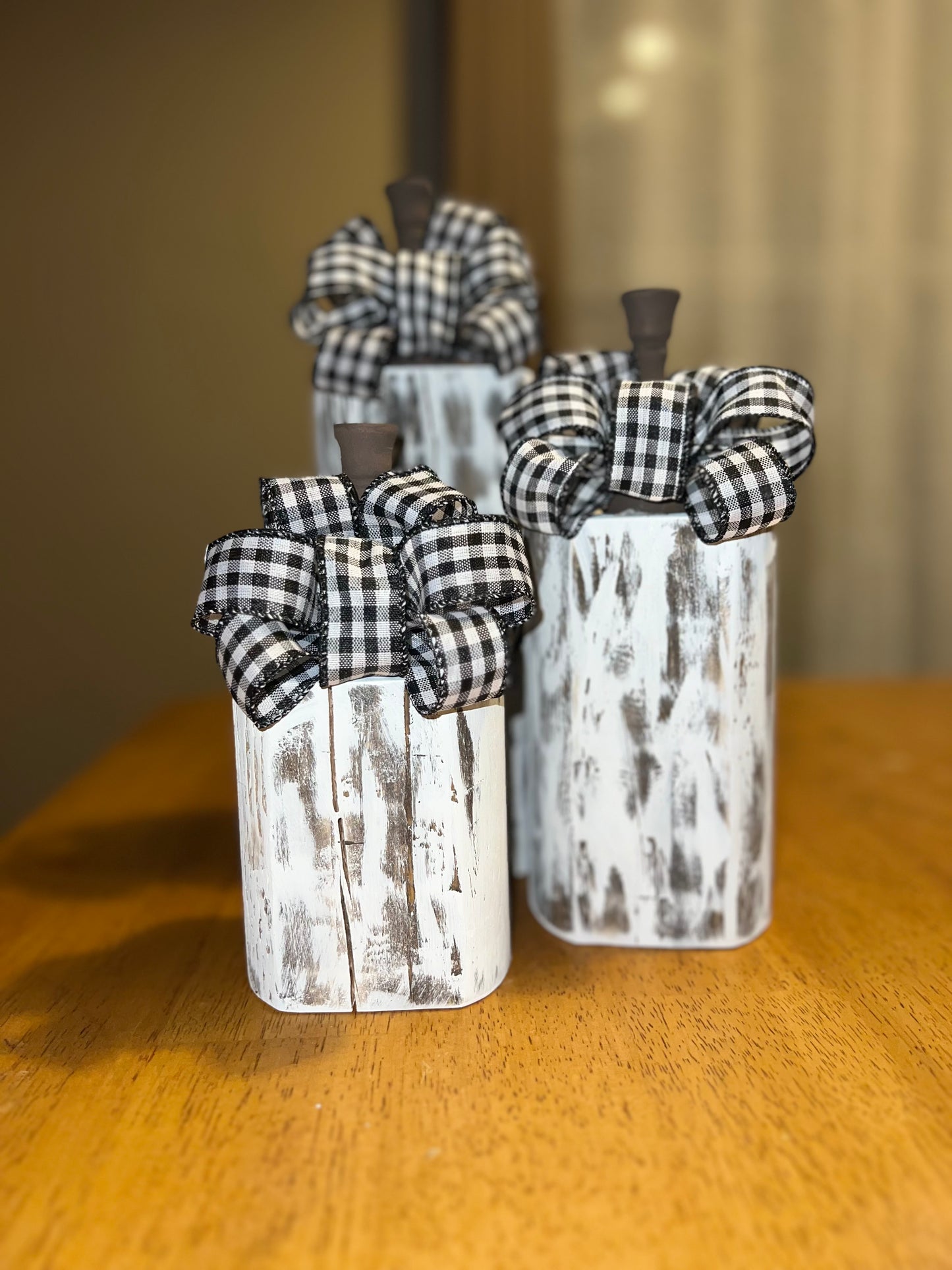 Set of 3 Hand-Painted Wood Pumpkins