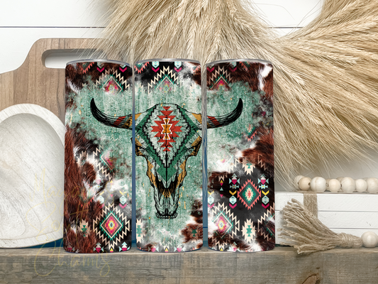 Boho cow Skull Tumbler