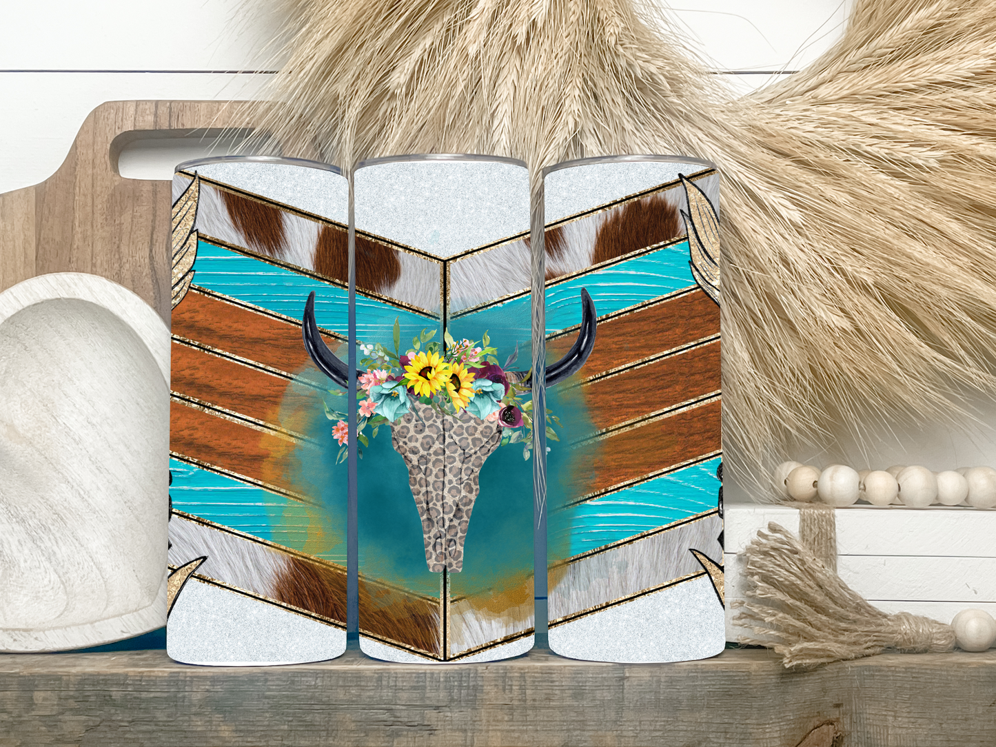 Boho Skull Split Arrow Tumbler